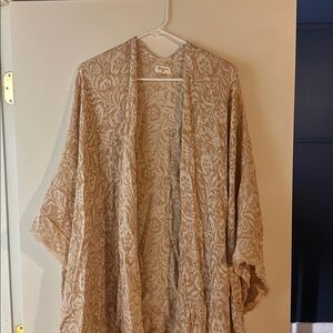 World Market Beige Floral Kimono